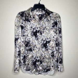 VINCE 'Painted Crema" Silk Blouse